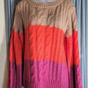 Vero Modo tri color cable knit sweater